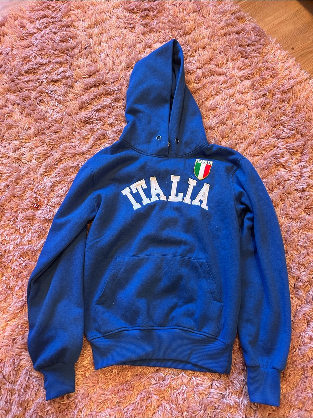 Source Unknown Blue Italia Hoodie with White Appliqué